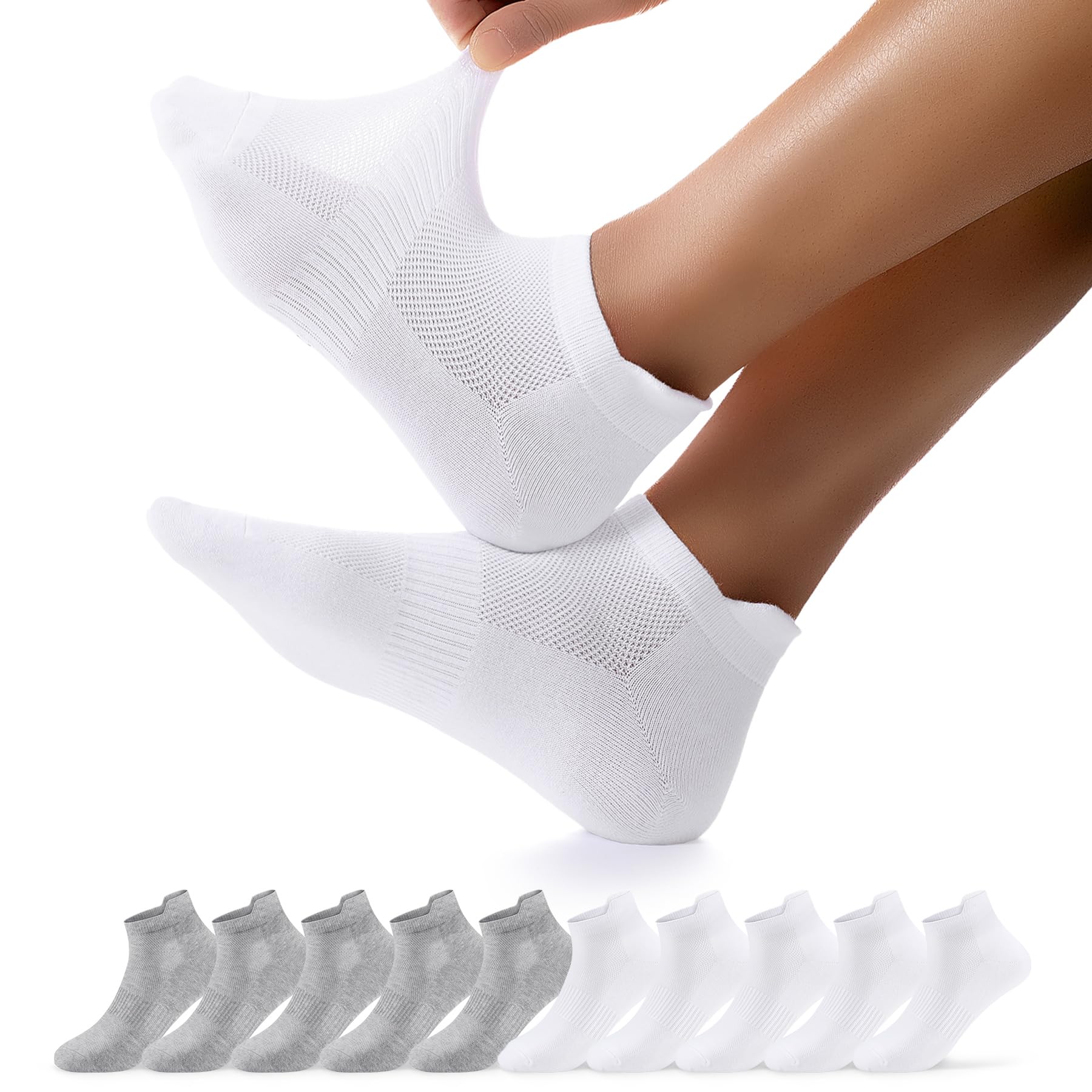 FALARY 10 Pares Calcetines Hombre 39-42 43-46 Calcetines Tobilleros Mujer Algodón Calcetines Cortos Deportivo Atléticos Respirable