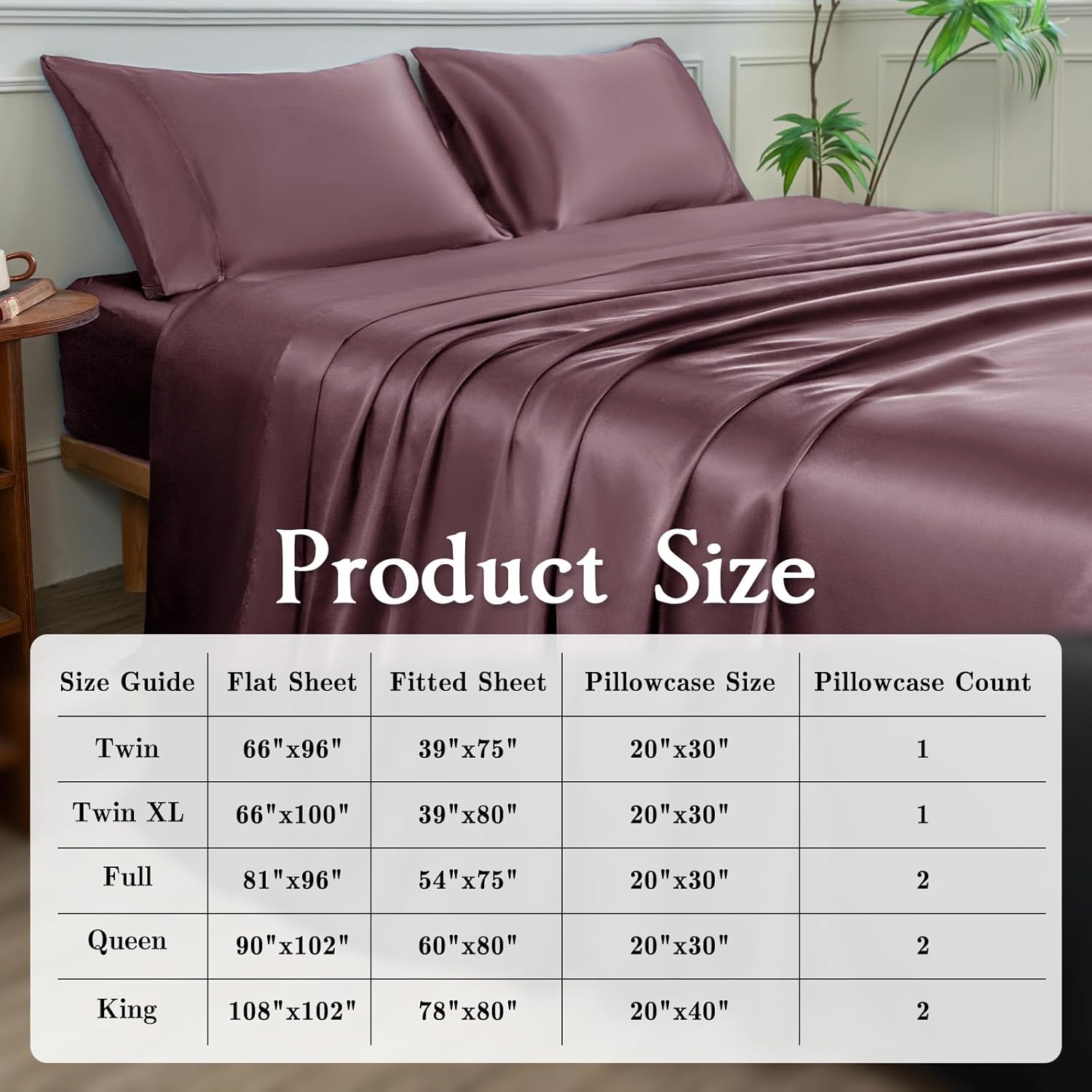 Satin Sheets Queen Size Bed Set,Similar to Silk Sheets,4Pcs Luxury Satin Sheet Set with 15 Inches Deep Pocket (Queen, Rose Taupe)