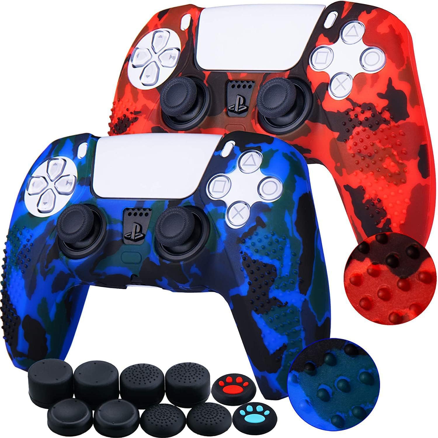 Controller Skin for PS5, 2 PCS Silicone Cover Case with Thumb Grips, Non-Slip Protective Skin for Playstation 5 Dualsense Controller, Enhanced Grip