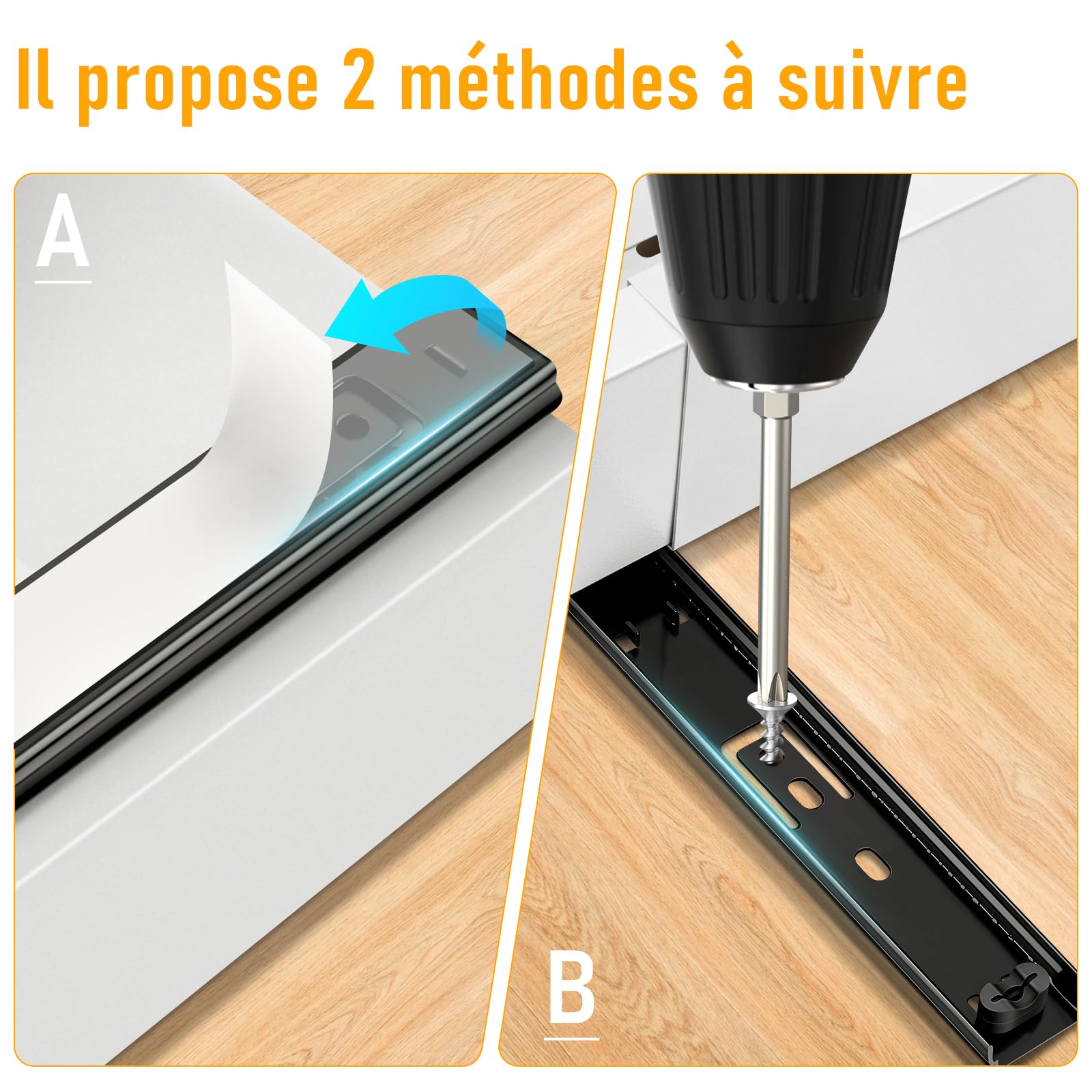 ICARE Tiroir télescopique, largeur réglable de 32 à 52 cm, en acier au carbone, organiseur de tiroir, pour armoire de cuisine, coulissant, extensible, blanc