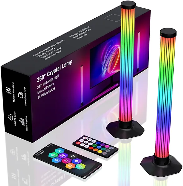 MIHEAL 12.59" 360° RGB Light Bars LED TV Backlight with DIY Music Sync Modes Smart Bluetooth Control, 8 Scene Modes Color Light Bar for Room Decoration, Gaming, PC, TV …