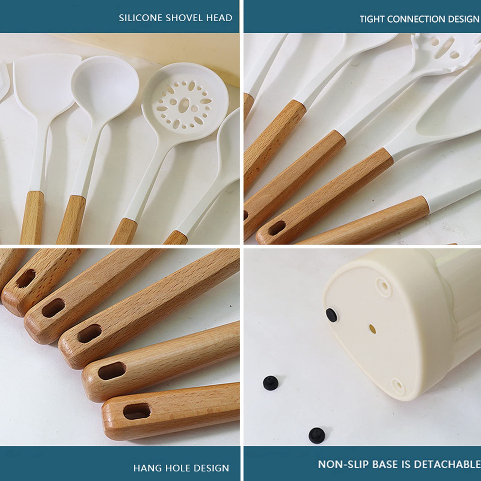 Snplowum 1pcs Cooking Utensils Plastic Holder Storage Bucket, Triangular Bucket For Countertop Kitchen Utensils Holder, Easy To Clean - White