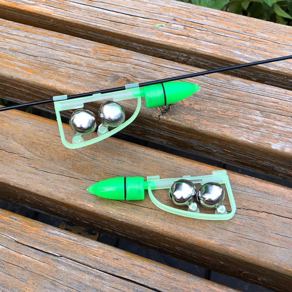 Greabuy Fishing Rod Bells Fishing Double Alarm Bells Fishing Rod Bites Alarm Twin Bells Fishing Bells Alarm for Night Fishing
