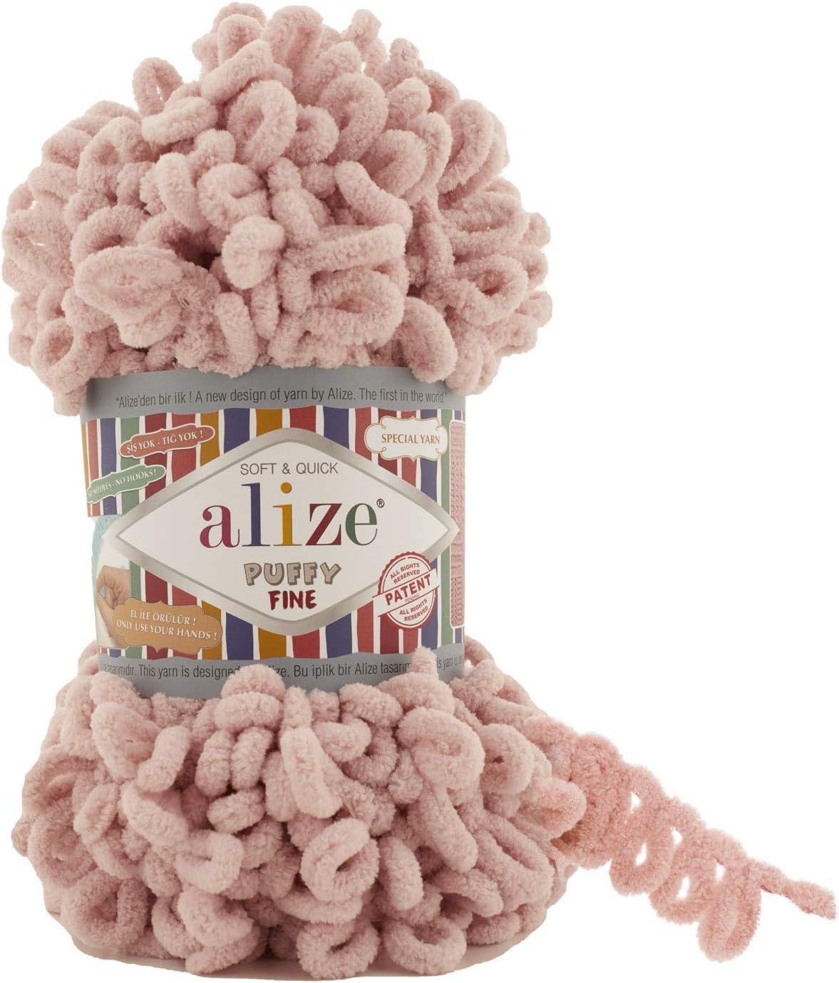 Alize Puffy Fine Baby Blanket Yarn - Lot of 5 Skeins, 500gr, 50yds, 100% Micropolyester Soft Super Chunky Bulky Woven Worested for Hand Knitting (161)