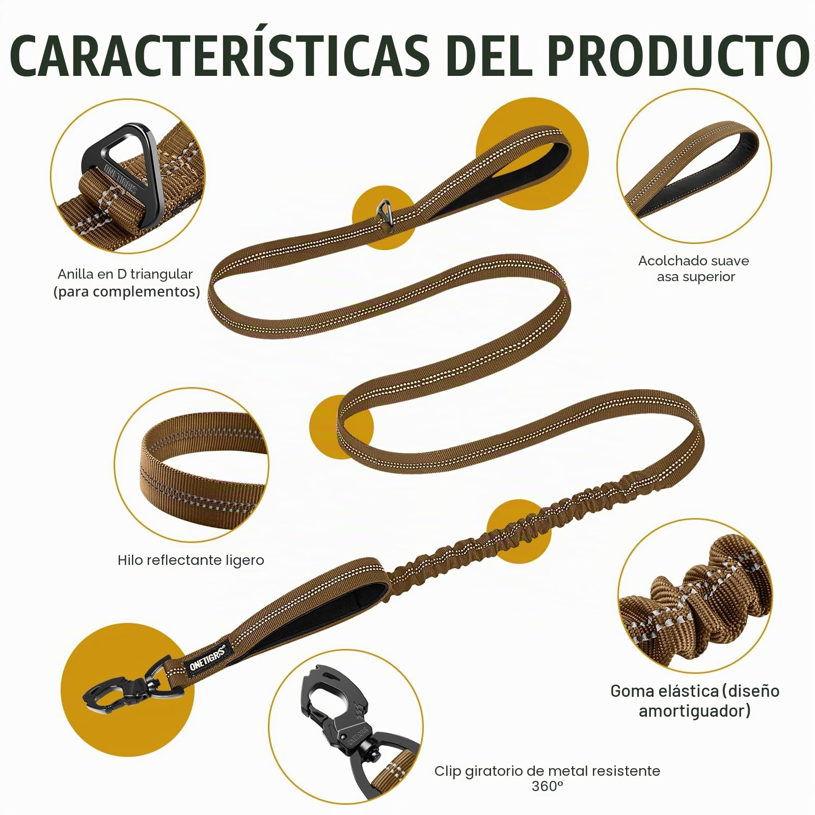 OneTigris Correa para Perros de 152 a 188 cm