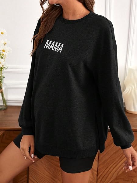 Damen Umstands-Sweatshirt Oversized Langarm Split Sweatshirt - 2