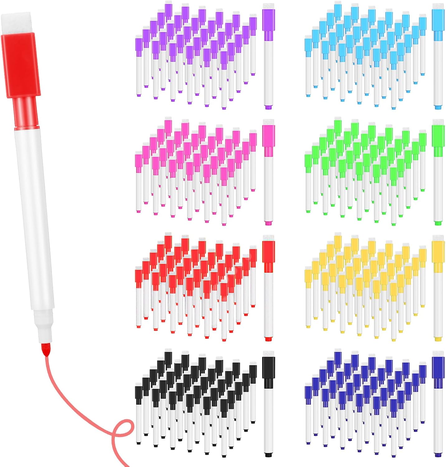 240 Pieces Magnetic Dry Erase Markers with Eraser Cap, 8 Colors Fine Point Whiteboard Markers Bulk, Low-Odor Dry Erase Pens (30 Marker per Color)