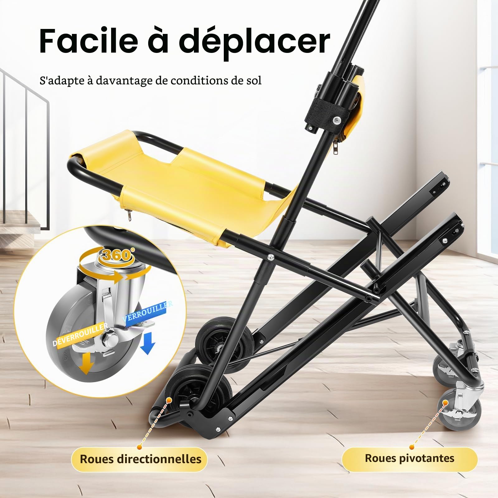 Manual Lift Stair Chair Folding Evacuation Chair Folding Stair Chair 350lb 4 Caster Lift Wheelchair