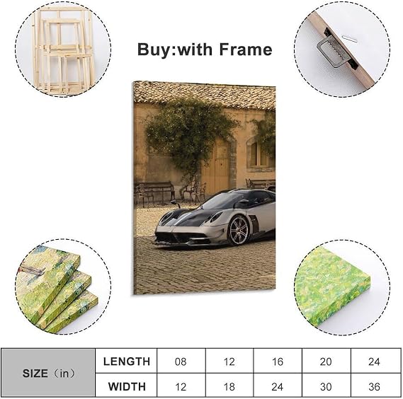 YINXI Hypercar Poster Huayra BC Racing Car Sports Car Decorative Painting Canvas Art Picture 16x24inch(40x60cm)