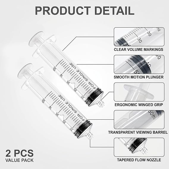 2 Pack 100ml Large Pet Feeder with Tubing, Reusable Plastic Feeding Syringe for Liquid, Precision Dispensing Tool for Oral Animal Feeding, Laboratory and Watering Applications