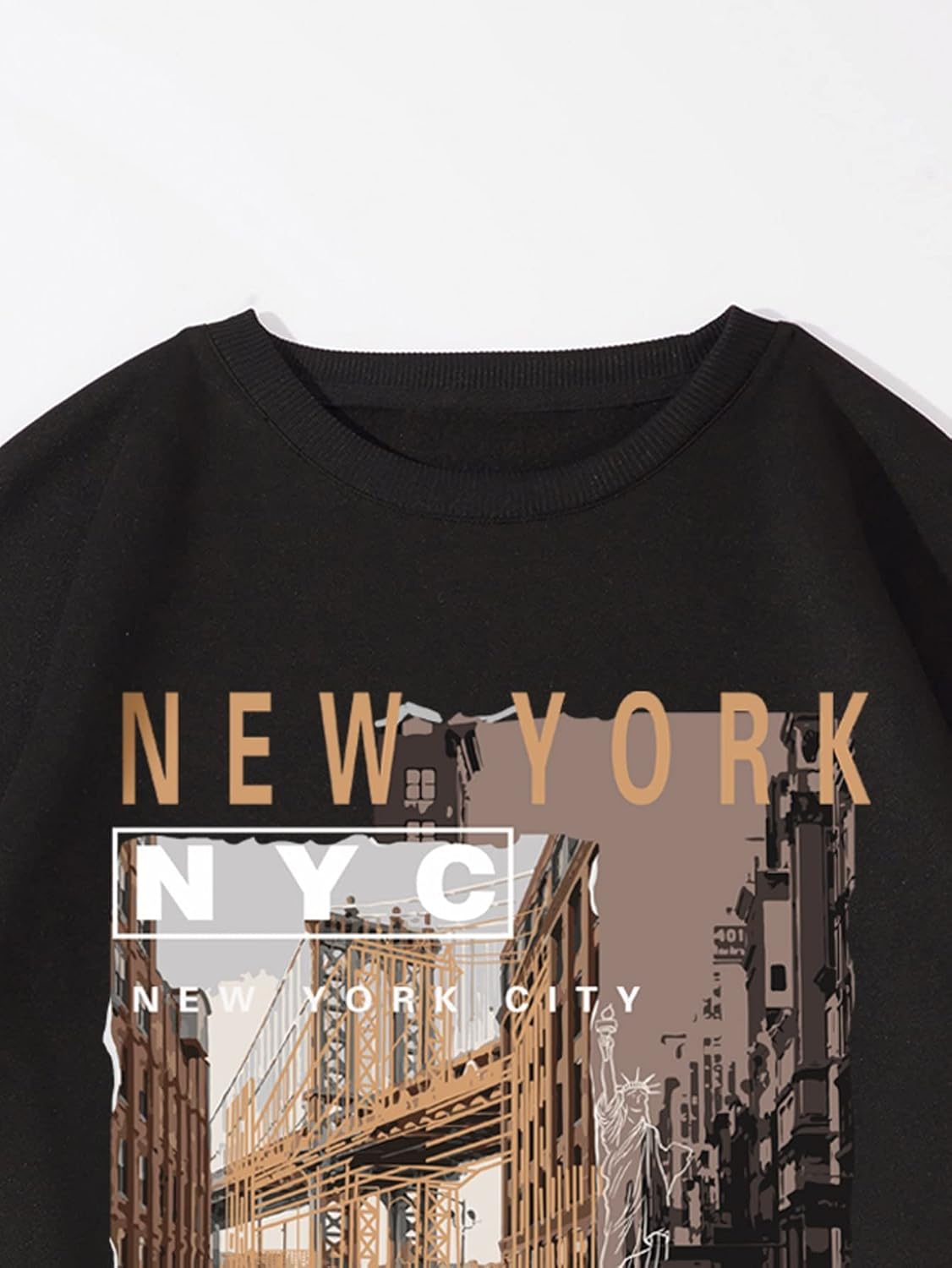 GORGLITTER Men's Letter Graphic Sweatshirt Casual Crew Neck Sweatshirt Long Sleeve Pullovers Top Black Medium - Image 3