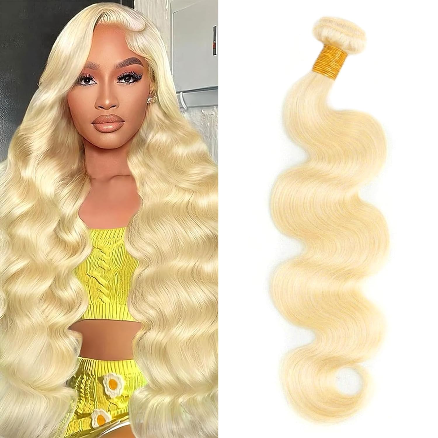 613 Bundles Blonde Human Hair Single Bundle 26 inch 1 Bundle Body Wave 100% Unprocessed 12A Brazilian Virgin 613 Human Hair Extensions for Women
