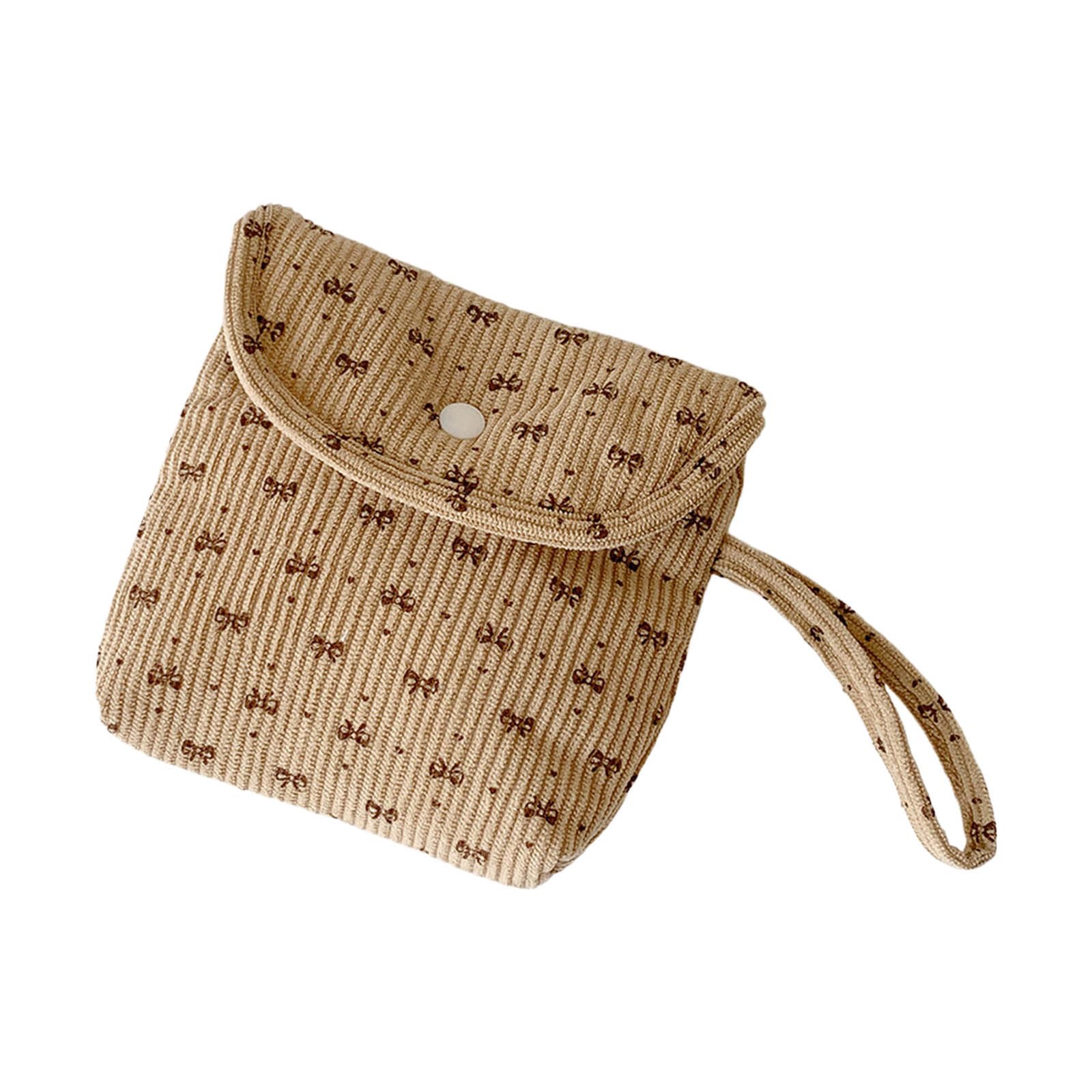 Obotsnoi Corduroy Sanitary Pad Pouches with Secure Snapping Closure Feminine Hygiene Organiser for Travel and Daily Use Handbag Planner Insert