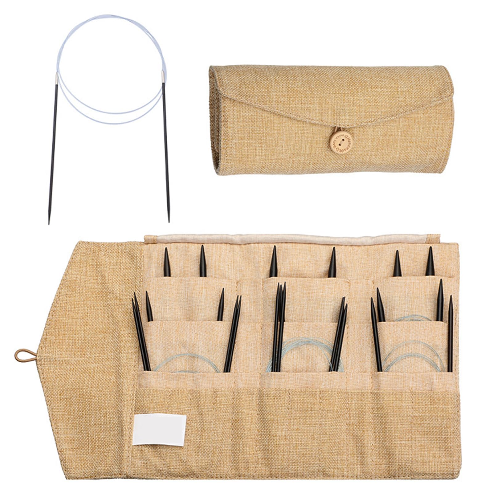 Rundstricknadel-Set aus Holz, glatt, nahtlos, 2,5 mm - 8 mm, mit Aufbewahrungstasche für Garnstricken, Basteln, 11 Stück