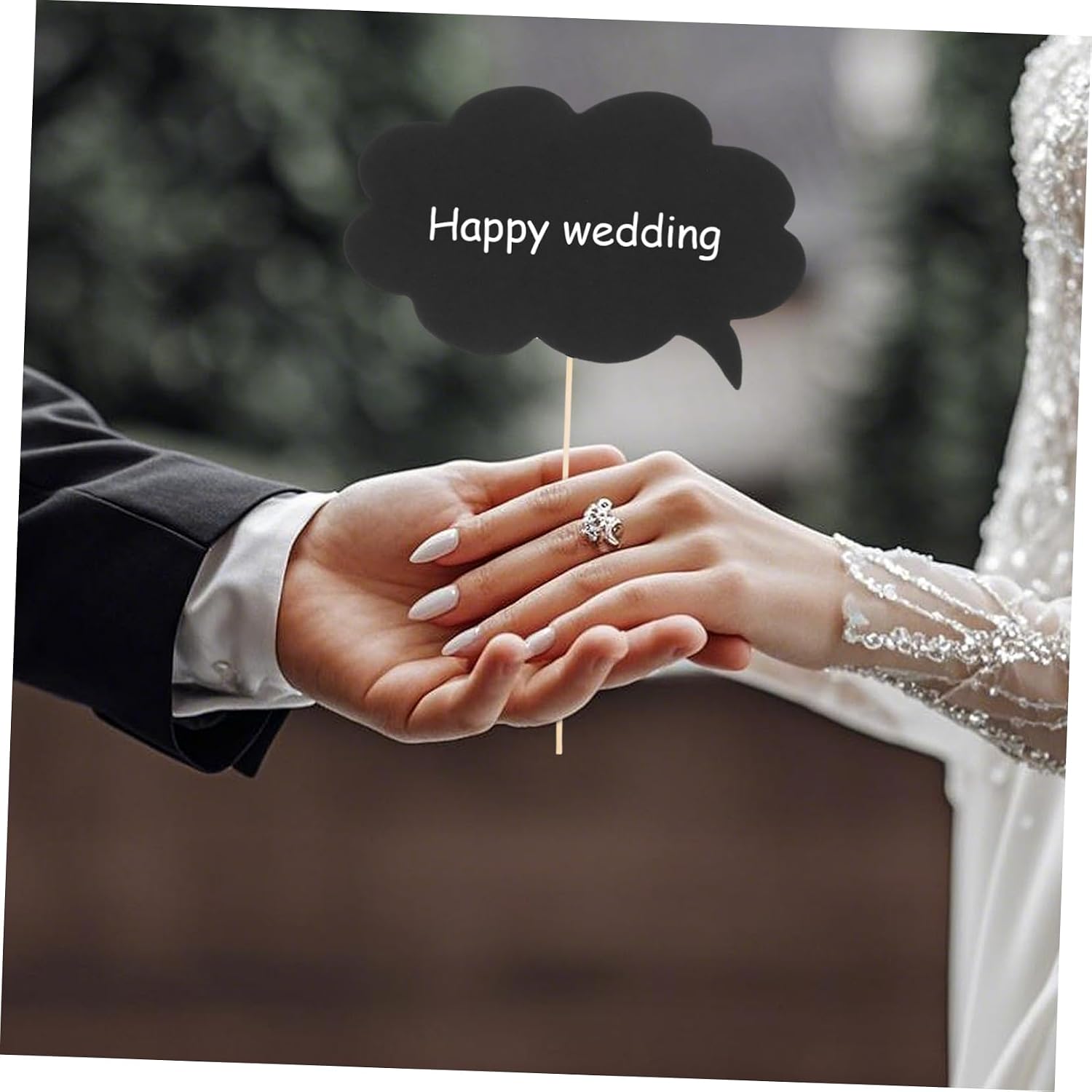 NUOBESTY 1 Set Creative Wedding Photo Booth Props Set Black Writable Cards for DIY Messages Unique Keepsake for Wedding Reception Parties Events Fun Photo Prop for Bridesmaid Proposal