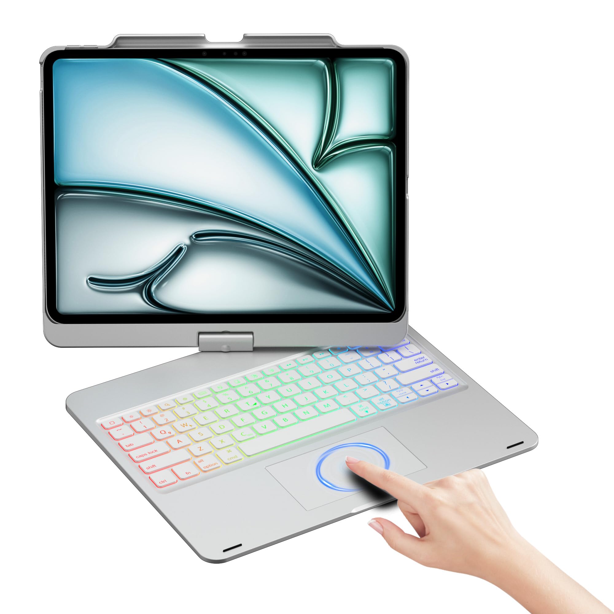 Funda táctil con teclado para iPad Pro de 13 pulgadas (M4, 2024), iPad Air de 13 pulgadas (M3, 2025/M2, 2024) y iPad Pro 12.9 (6ª/5ª/4ª/3ª generación), Trackpad, rotación de 360°