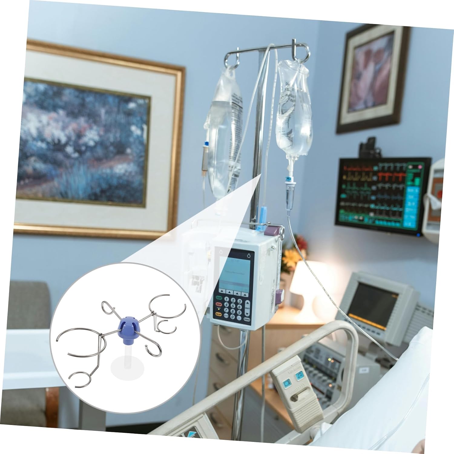 Stainless Steel Iv Stand Accessory Infusion Pole Hanger Multi-Hook Infusion Rack Parts