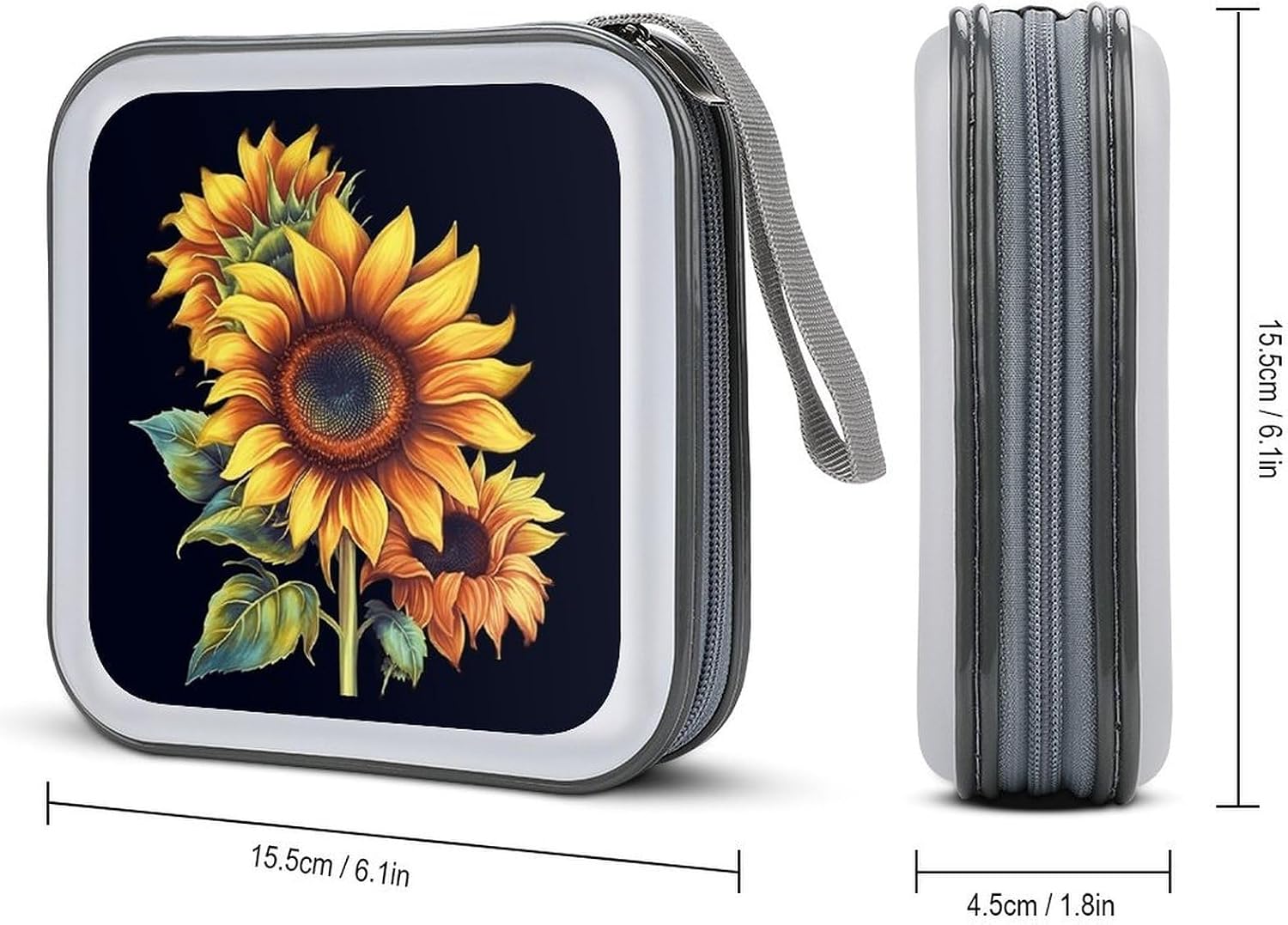 Summer Sunflower CD Case Binder for Travel Car DVD Storage Box with Handles Fashion DVD Storage Case Cover CD Storage Binder for Movie Music Audio Disks 40 Disc Units image 2