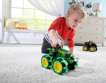 TOMY Monster Treads Lightning Wheels - John Deere Tractor - Motion Activated Light Up Monster Truck Toy - John Deere Tractor Toys - Frustration Free - Ages 3 Years and Up