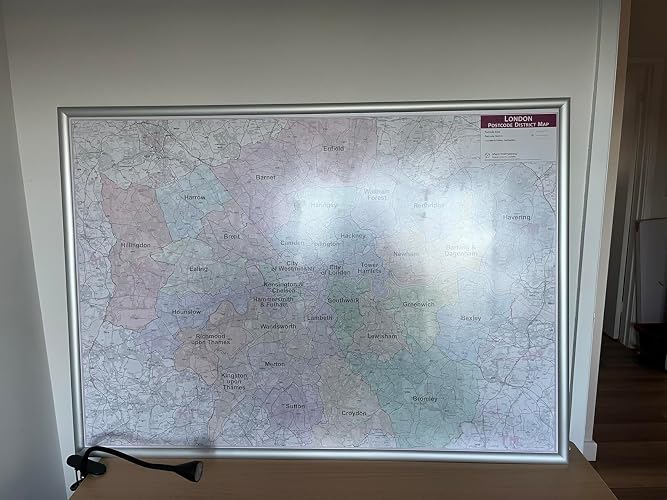 London Postcode District with Authority Boroughs Wall Map (within M25 ...