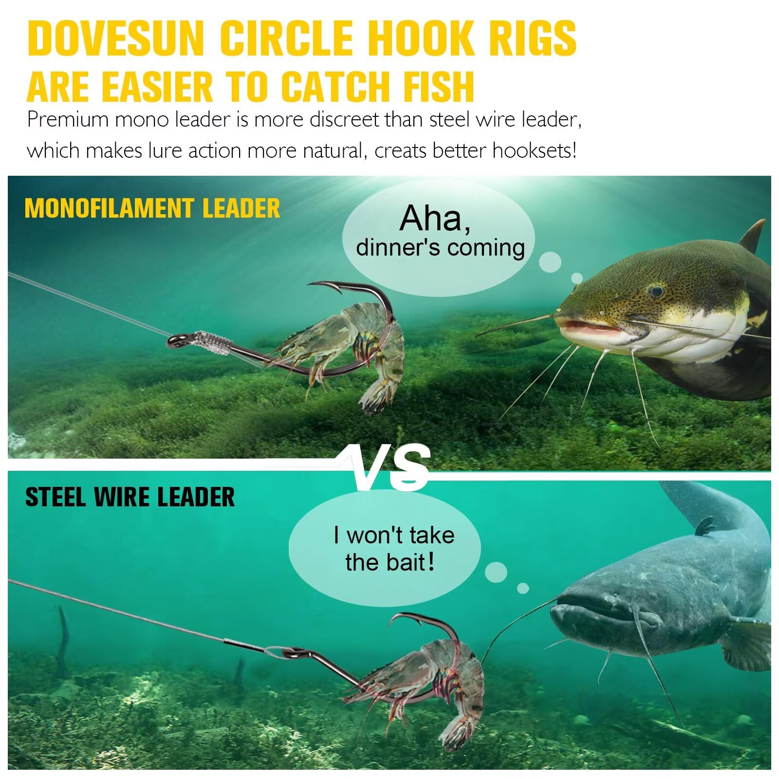 Snapklik.com : 10PCS Pre-Rigged Catfish Rig Octopus Hooks Rigs Offset ...