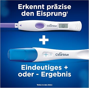 Clearblue Kinderwunsch Ovulation Test Kit Advanced & Digital 30 Tests + 1 Holder + 5 Quick Detection Pregnancy Tests for Results in Just 1 Minute Fertility Test for Women
