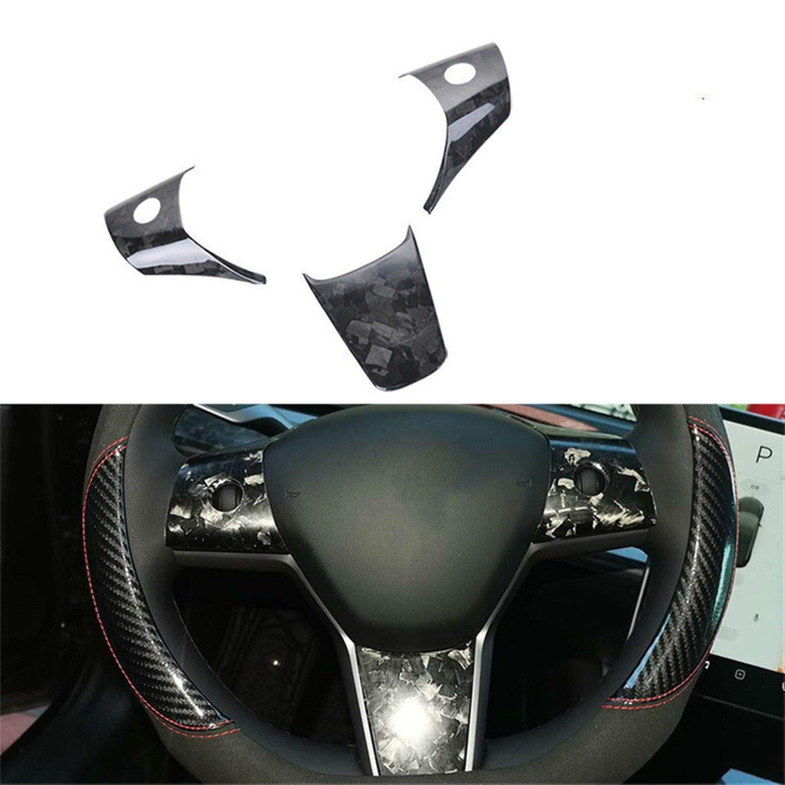 Adesivo coprivolante for auto Protezione in vera fibra di carbonio Accessori interni for decorazioni for bottoni, for Tesla, modello 3 Y Adesivo per consolle centrale