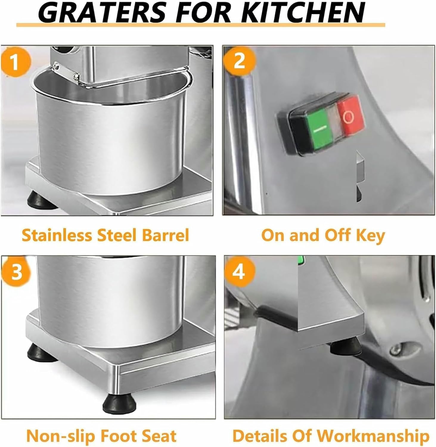 Electric Cheese Grater, 88 Lb/hour Electric Rotary Butter Grinder, 0.75 Hp And 550 W Commercial Cheese Machine, Bread Savings Crusher For Pizzerías