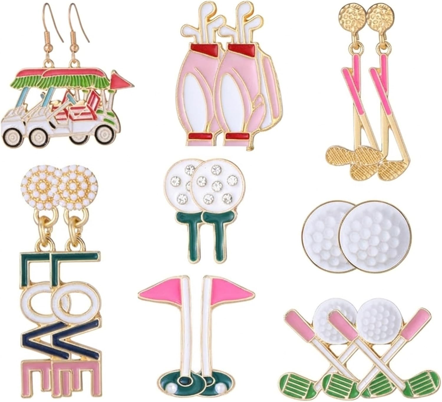 Quelay 8 Pairs Golf Earrings for Women Golf Charms Gifts for Sports Team