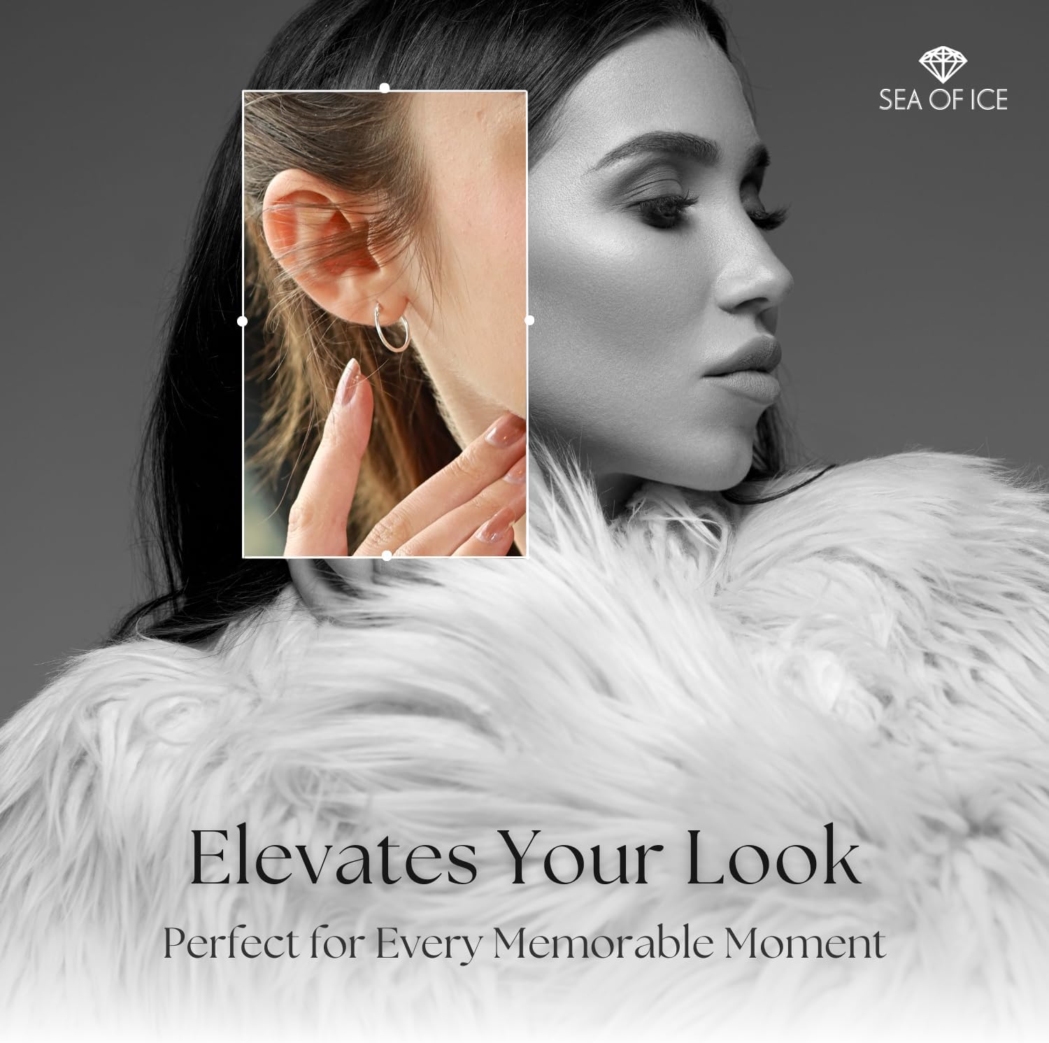 SEA OF ICE 925 Sterling Silver Hoop Earrings for Women - Hypoallergenic Earrings for Women in Sterling Silver, Yellow Gold, Rose Gold or Black Rhodium | Sizes 12MM, 15MM, 20MM or Multipack - Image 4