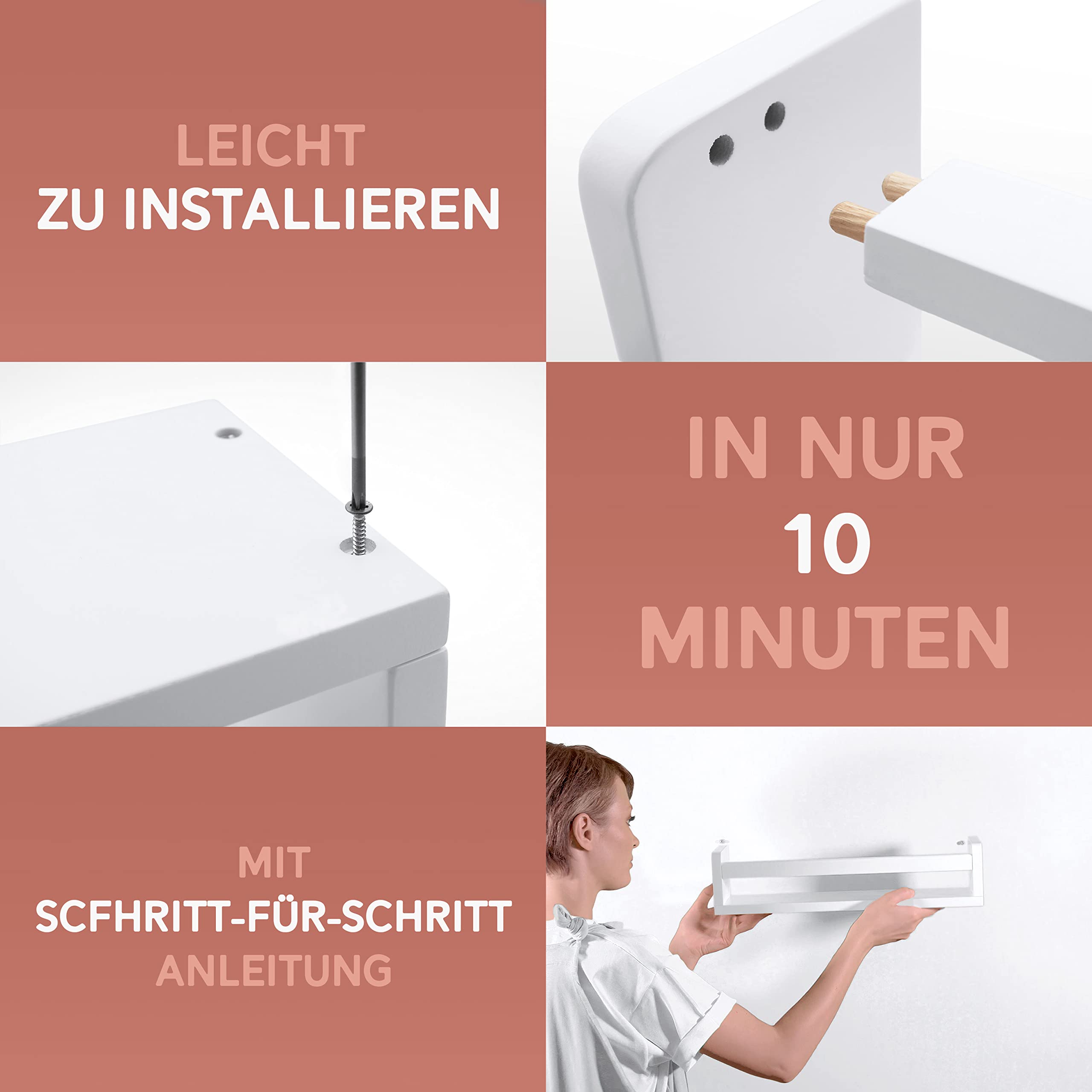 NATURE SUPPLIES Bücherregal Kinder, 3er-Set, Regal Kinderzimmer, Wandregal Kinderzimmer, ideal für Bücher und Spielzeug, Montessori Regal | Weiß