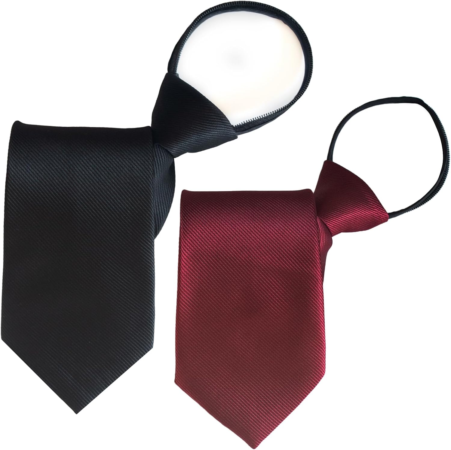 2 Pieces Pre-tied Ties for Men Zipper Neckties Set for Business Wedding Parties Dating, 18” Zip Up Tie
