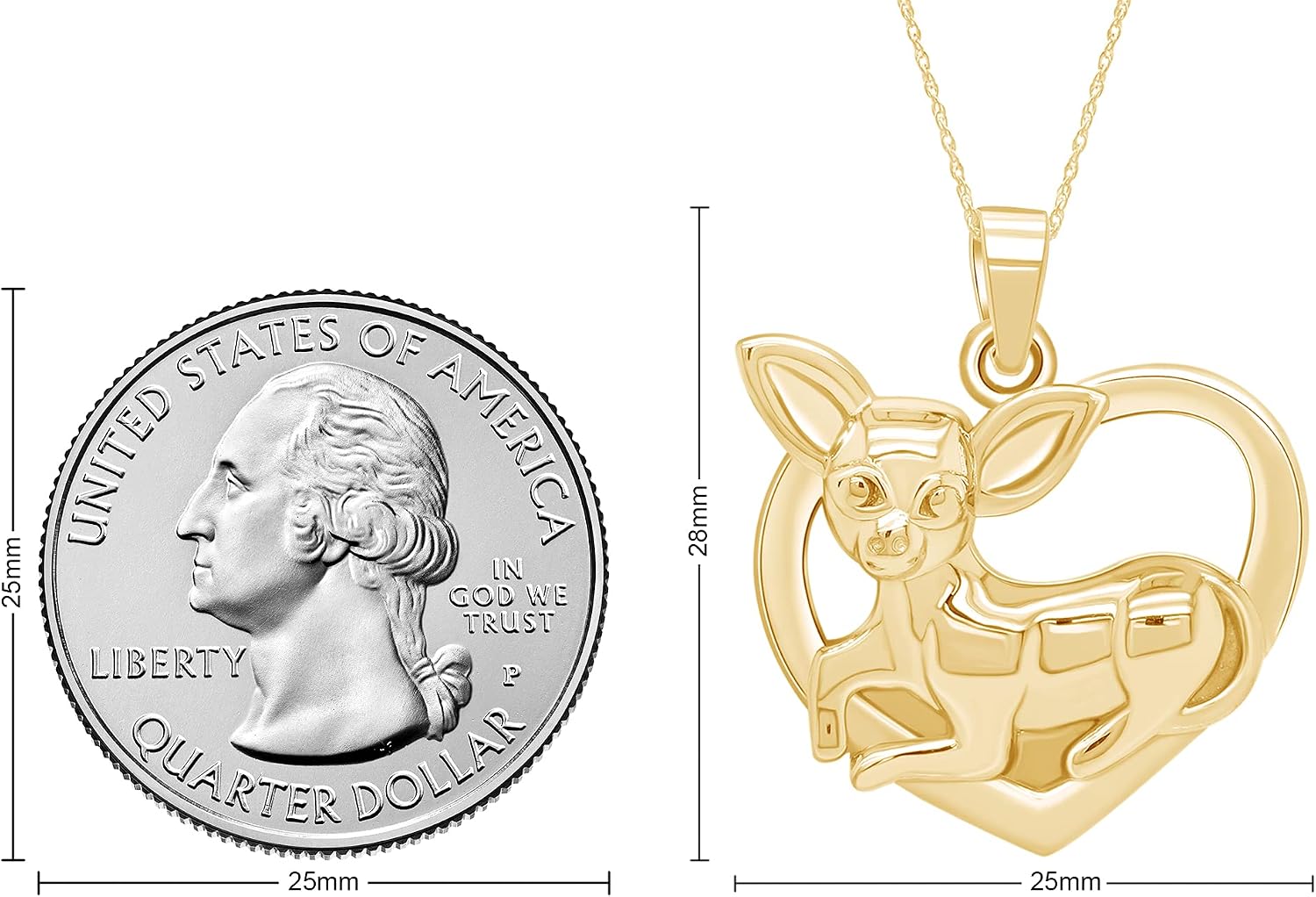 AFFY 14k Gold Over Sterling Silver Chihuahua Heart Pendant Necklace