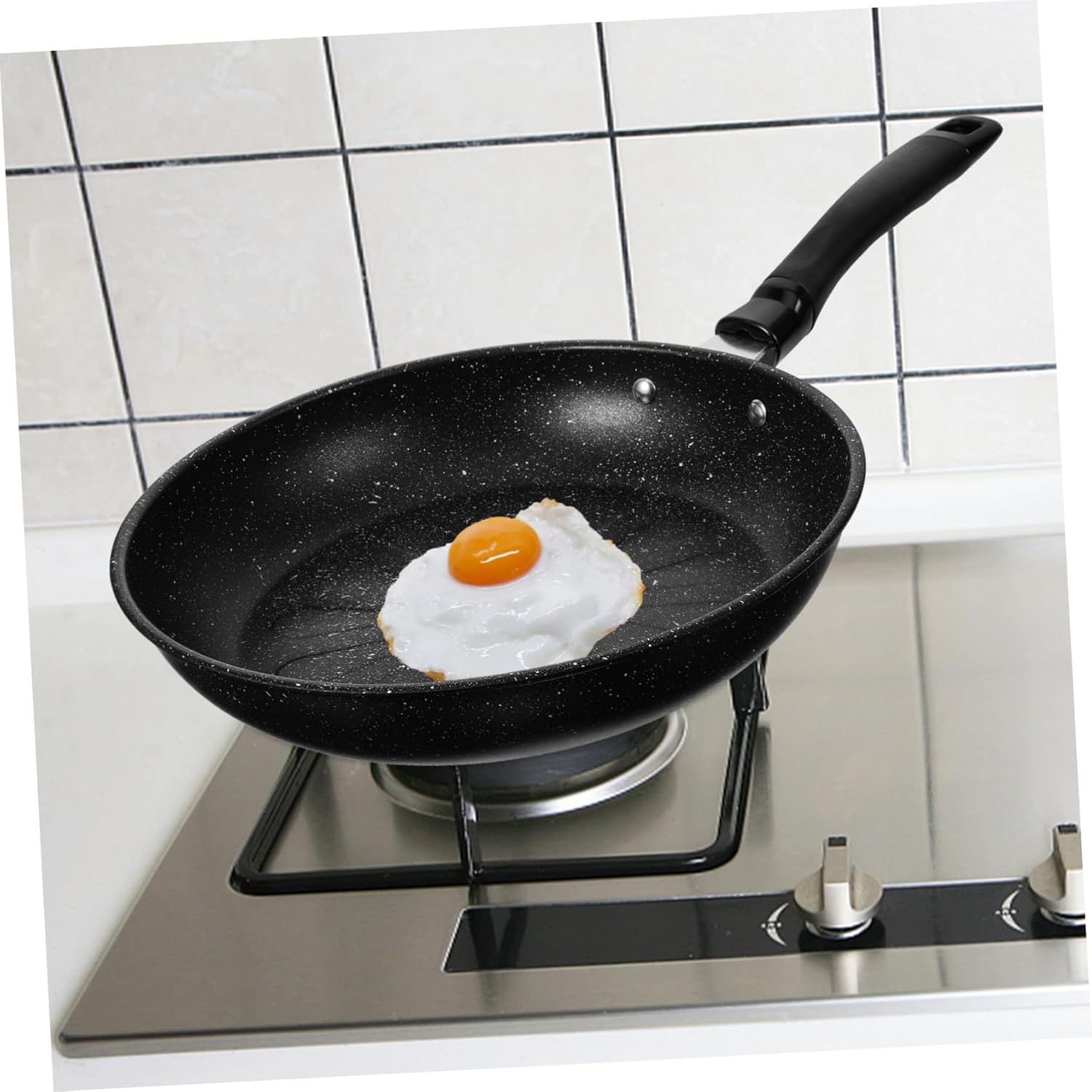 Non Stick Omelette Pan Thicken Maifanite Stone Frying Pan Mini Cooking Saucepan for Eggs for Home Restaurant Use Black