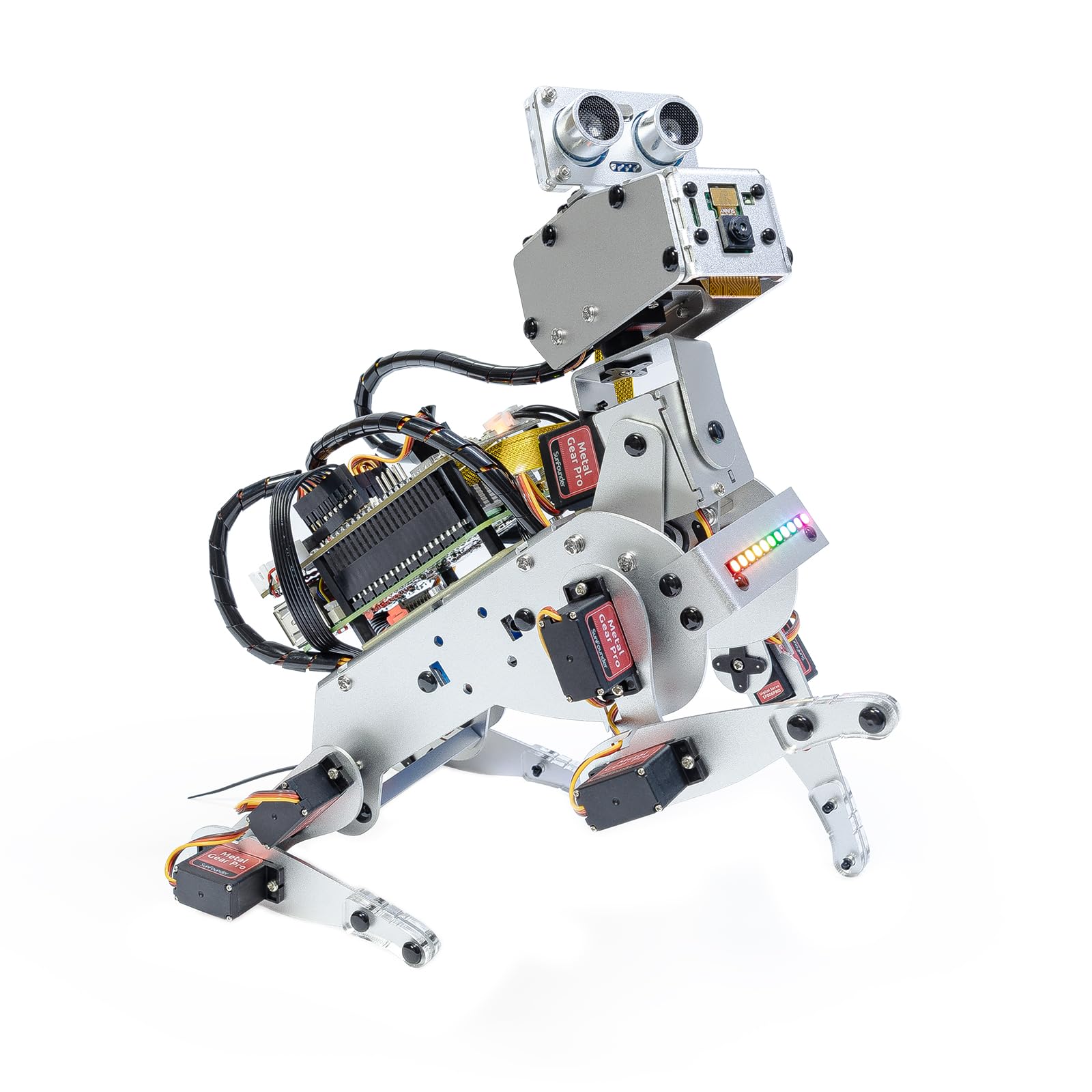 SUNFOUNDER PiDog Kit de Perro Robot IA para Raspberry Pi 5/4/3B+/Zero 2W, OpenClaw LLMs ChatGPT/Gemini/Grok, Reconocimiento de Voz y Video, Python, App, Batería, Giroscopio, Cámara (RPI no Incluido)