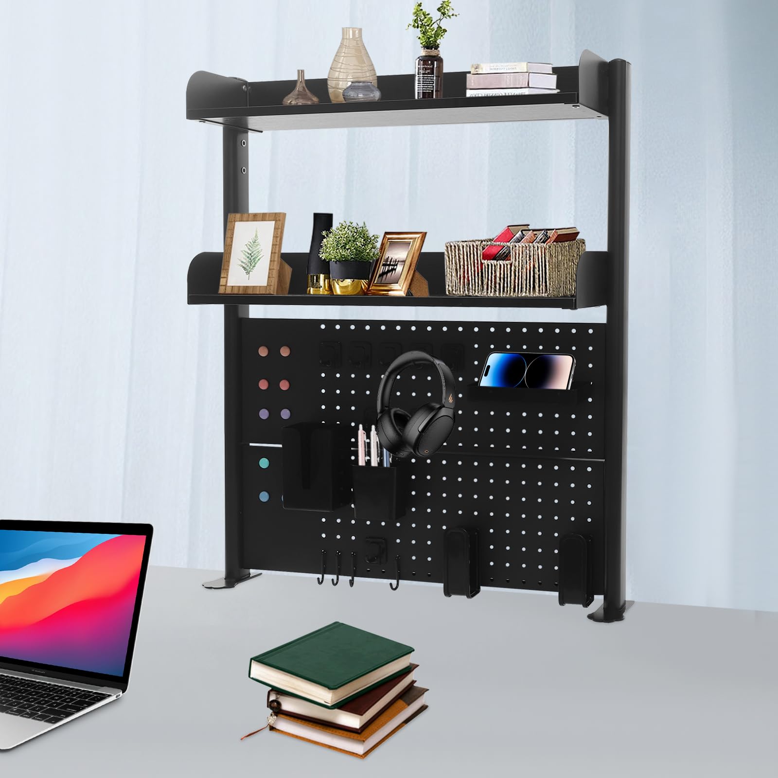 Libreria da scrivania a 2 livelli, per computer desktop, organizer da scrivania, per libri in studio, dormitori, cucine, camere da letto, soggiorno e uffici