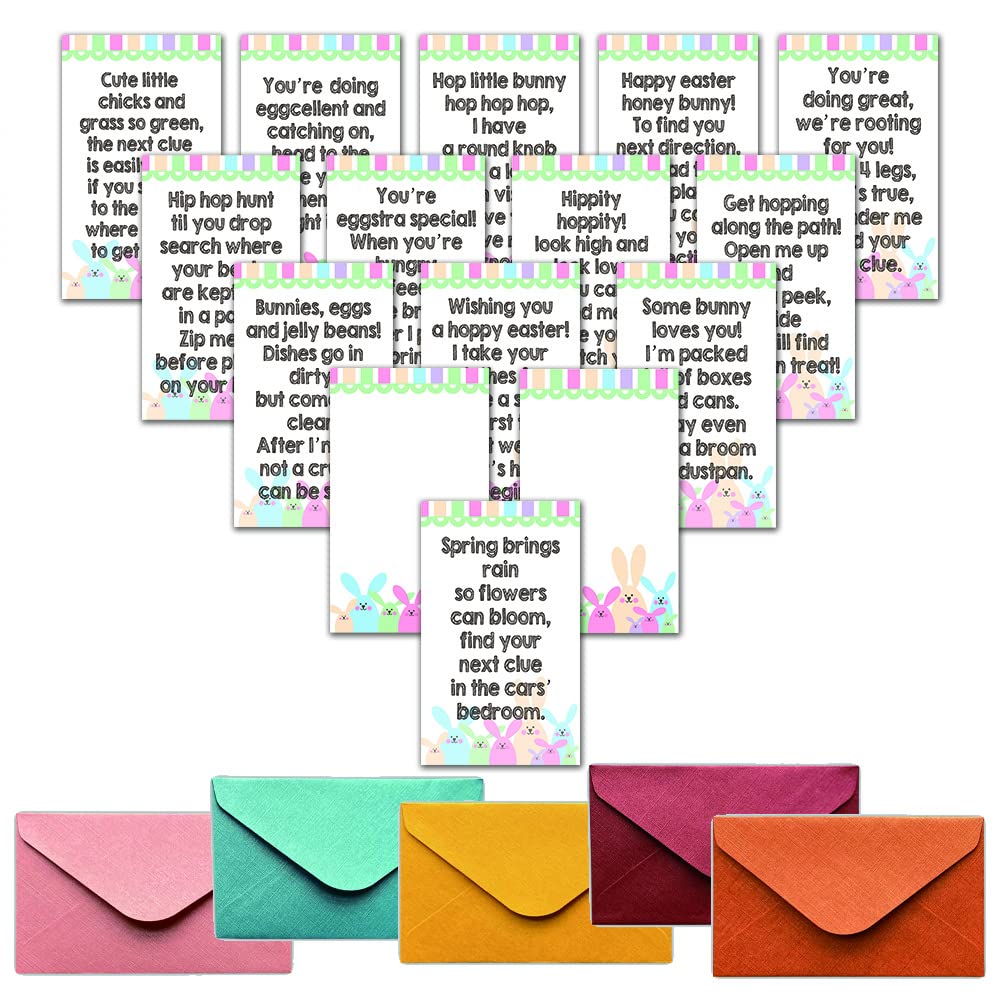Amazon.com: Easter Treasure Hunt Clues Game Cards, Bunny Scavenger Hunt  Card Game(15 Cards with Envelopes), Indoor Ourdoor Party Games Supplies  Activities for Kids Adults Family Teachers Students(A01) : Toys & Games