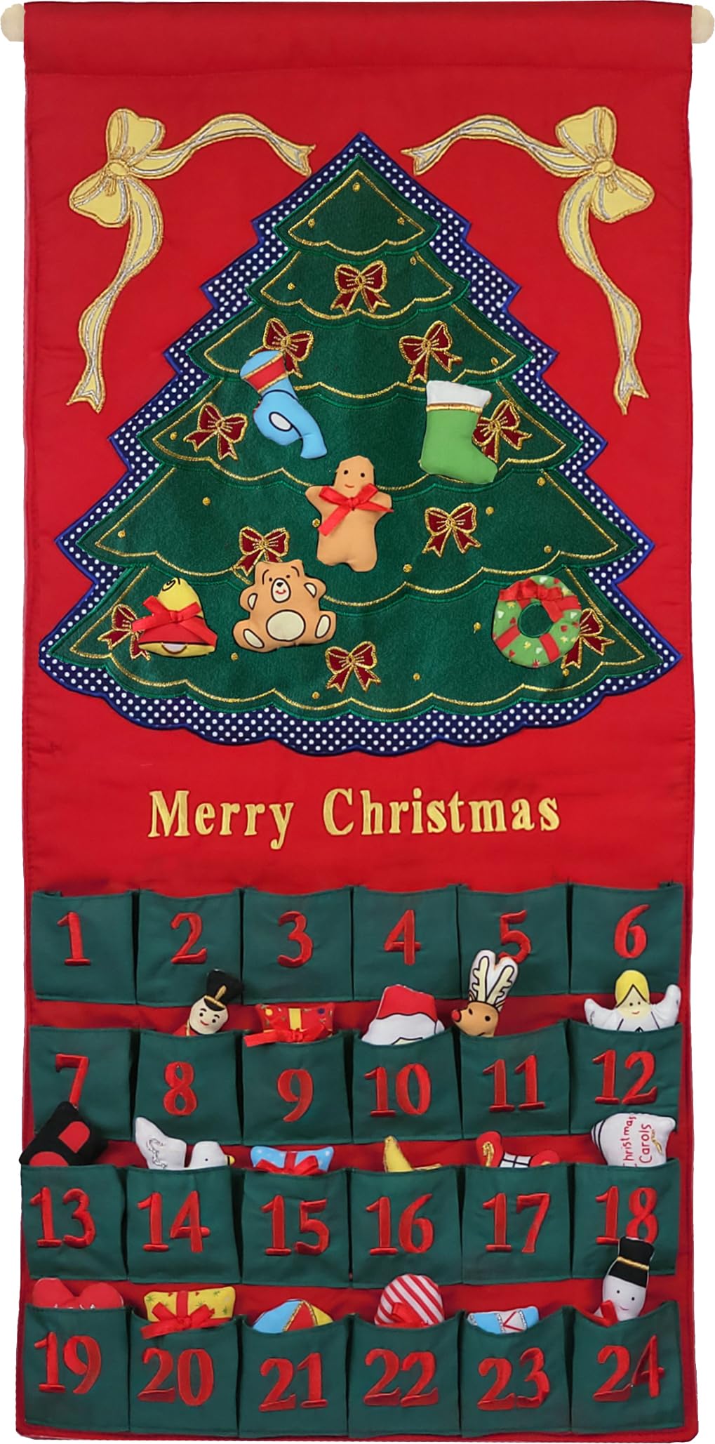 HEYOMART Merry Christmas Tree Advent Calendar, Holiday DÉcor, Seasonal Fabric Wall Hanging, Cloth Countdown