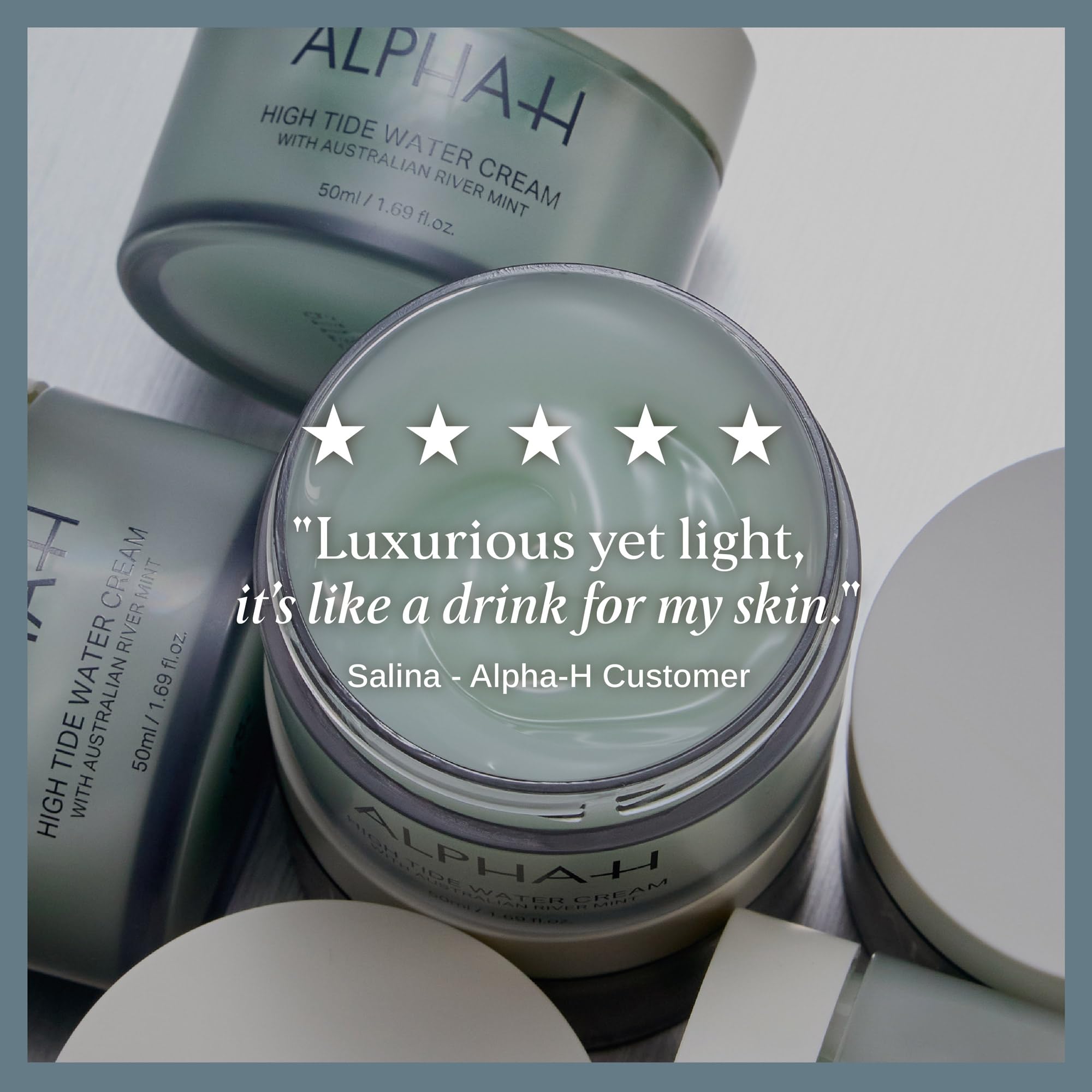 Alpha-H High Tide Water Cream For Your Face - Deep Hydration Up To 5 Days - Plumps, Bounces & Smooths Skin - Lightweight Gel For All Skin Types - Vegan & Pregnancy Safe Moisturizer