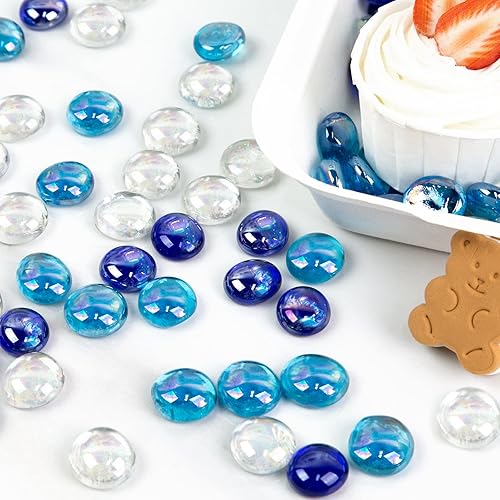 Miniatura 80 de FUTUREPLUSX Canicas de vidrio plano rosa de 1 libra, rellenos de jarrones, gemas para pecera, mármoles de vidrio decorativos para jarrones, acuario