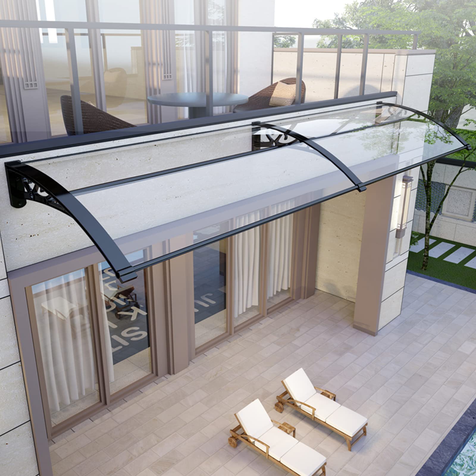 Toldo ligero para puerta delantera, toldo para exteriores, impermeable, refugio contra la lluvia para puerta trasera, porche, ventana, patio, toldo, toldo para puerta, cubierta de policarbonato, prote
