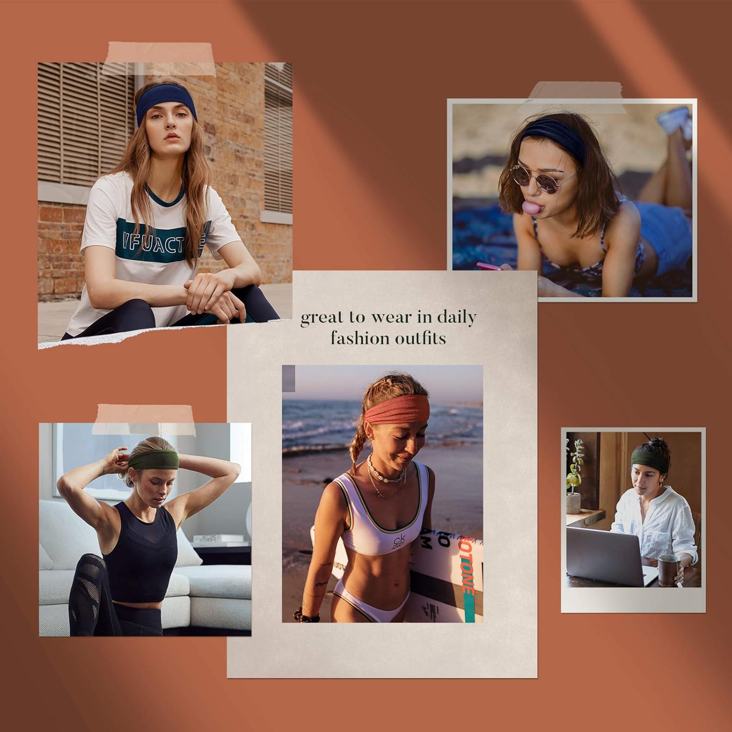 isnowood Sweat Bands Headbands for Women Workout Headbands Non Slip Head Bands for Yoga Running Sports Gym : Sports & Outdoors