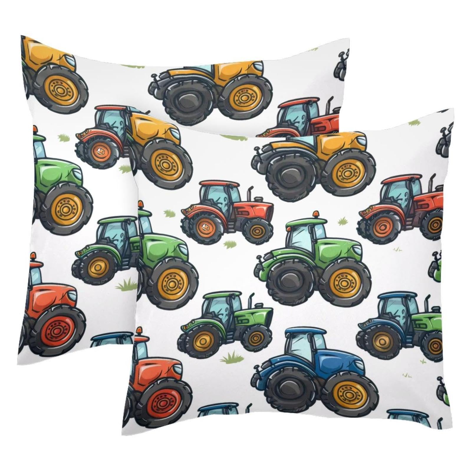 Housse de coussin tracteur en velours pour décorer un salon rustique