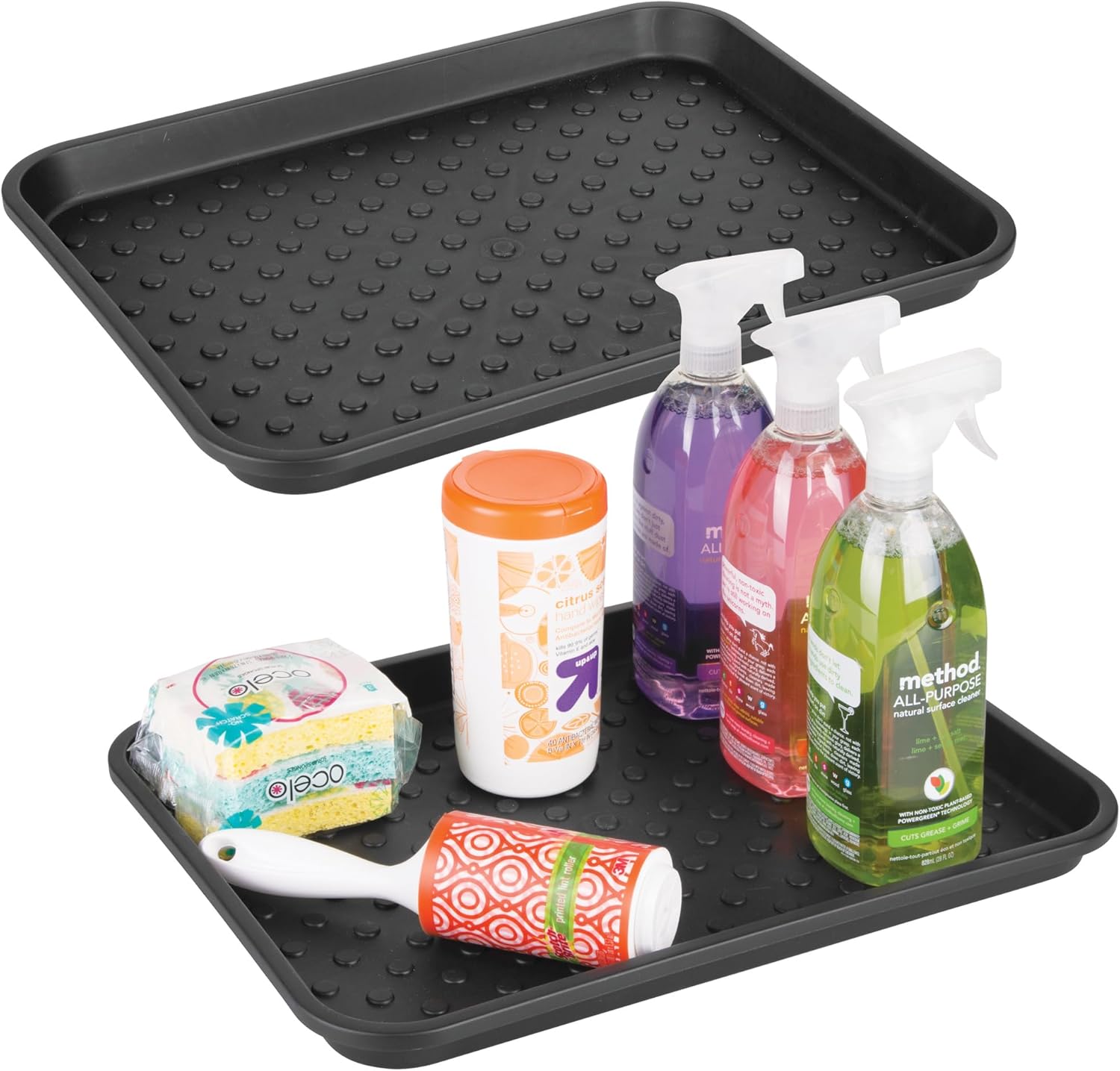 iDesign Under Sink Tray Mat Set of 2 – 17″x13″, Black for Home & Office
