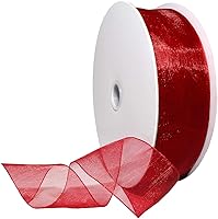 Vista 101 de Morex Ribbon 91803/100-609 Cinta de nailon Organdy, 5/8 pulgadas por 100 yardas, color rojo
