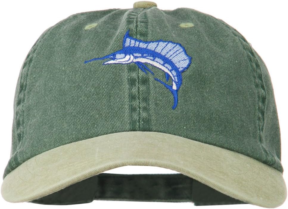 e4Hats.com Sailfish Embroidered Two Toned Washed Cap