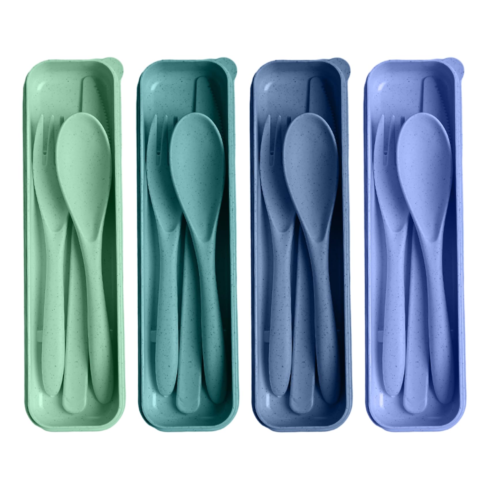 HMDZMR Reusable Utensils Set with Case, 4 Sets Travel Utensils with Case, Reusable Forks and Spoons Set for Lunch Box Accessories, Camping Utensils for Daily Use or Outdoor