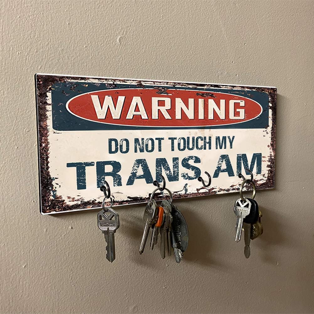 Compatible with Trans Am Warning Do Not Touch My Trans Am Rusty Grunge Old Antique Design Key Hanger Organizer Wall Mount Rack For Holders Home Keys Ring Decorative Hangers Decor Hook Holder