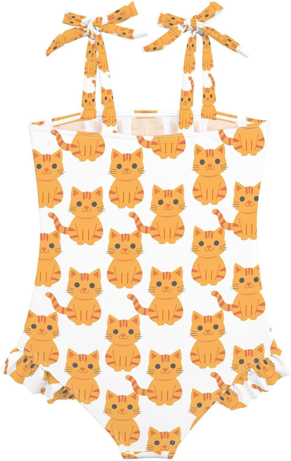 visesunny Toddler Girl Swimsuit Adjustable Strap Swimwear Sweet Cute Orange Cat Bathing Suits for Girls 18M-6Y