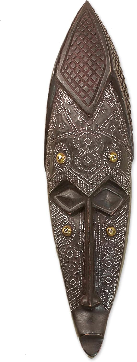 NOVICA Decorative Ghanaian Large Sese Wood Mask, Black 'Virgin Girl'